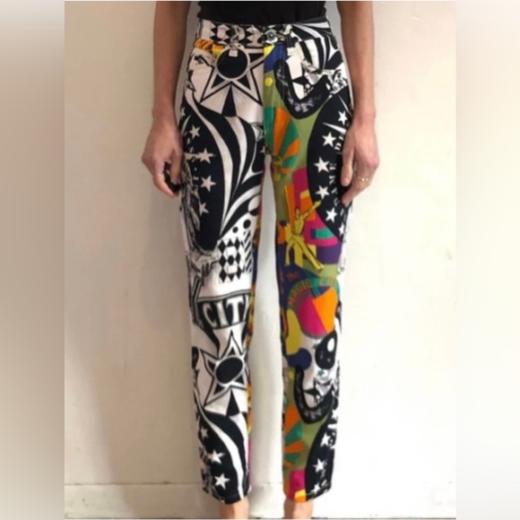VERSACE COUTURE VINTAGE 1990s JEANS NEW YORK POP ART DESIGN SIZE 30 - Picture 6 of 16